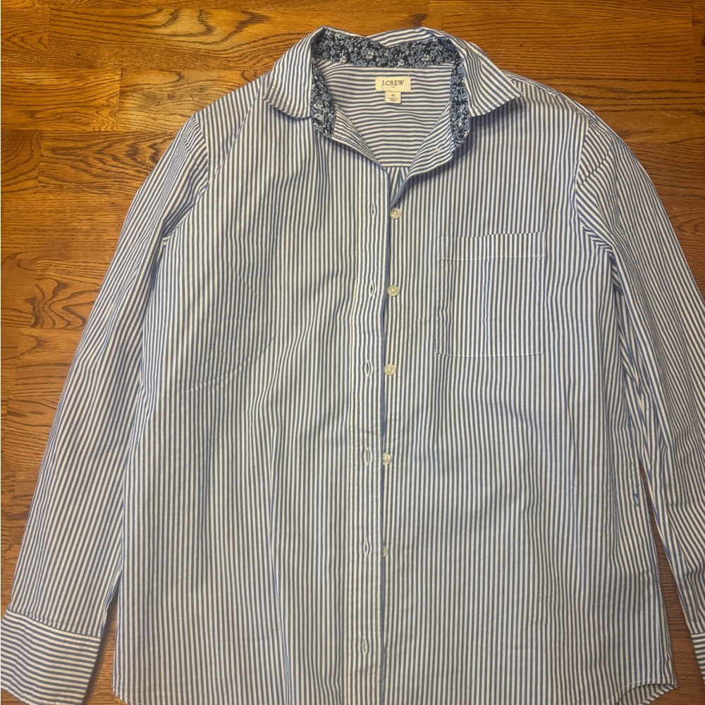 J crew factory striped button down with contrast collar, size small